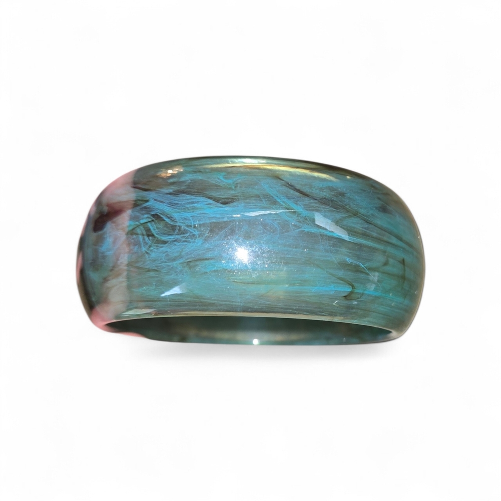 Unlisted Teal and Pink Resin Bangle Bracelet